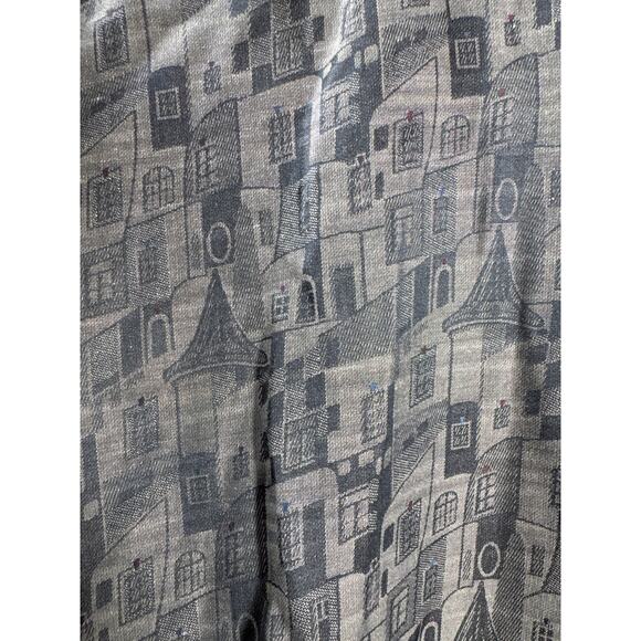 Signum Button Up Long‎ Sleeve Shirt Fun Print Geometric Buildings Houses Size M - Picture 2 of 4